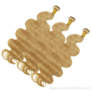 Cheap 10A 100% human brazilian 27 blonde bundles cuticle aligned 27 hair bundles body wave color 27 human hair bundle